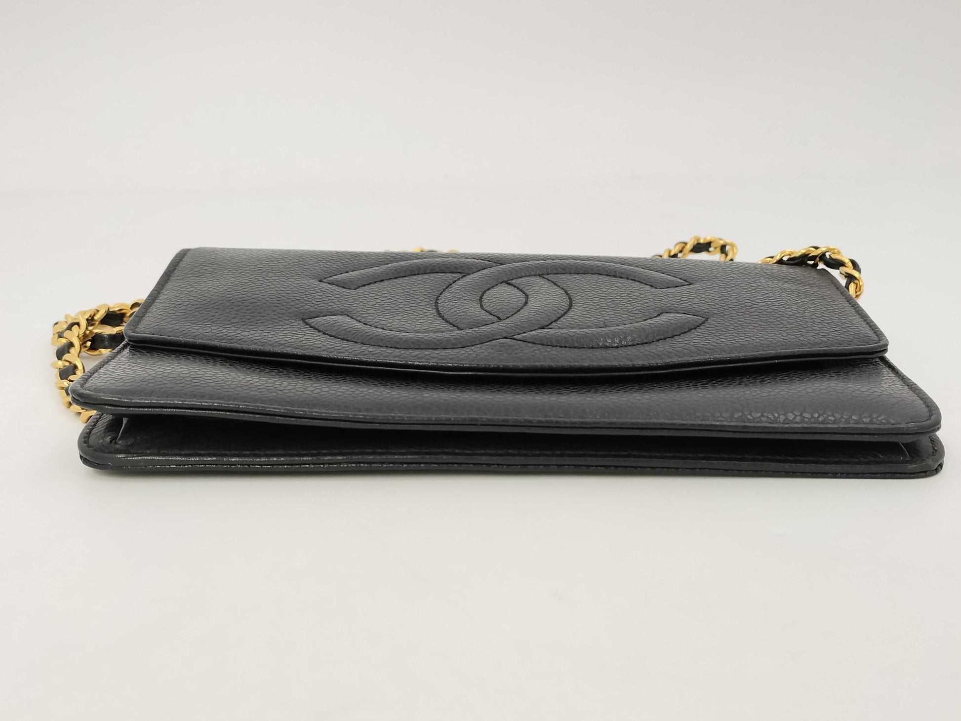 CHANEL Caviar Skin Coco Mark Chain Wallet Black G Hardware 4th Series with Sticker Card Included Shoulder Bag