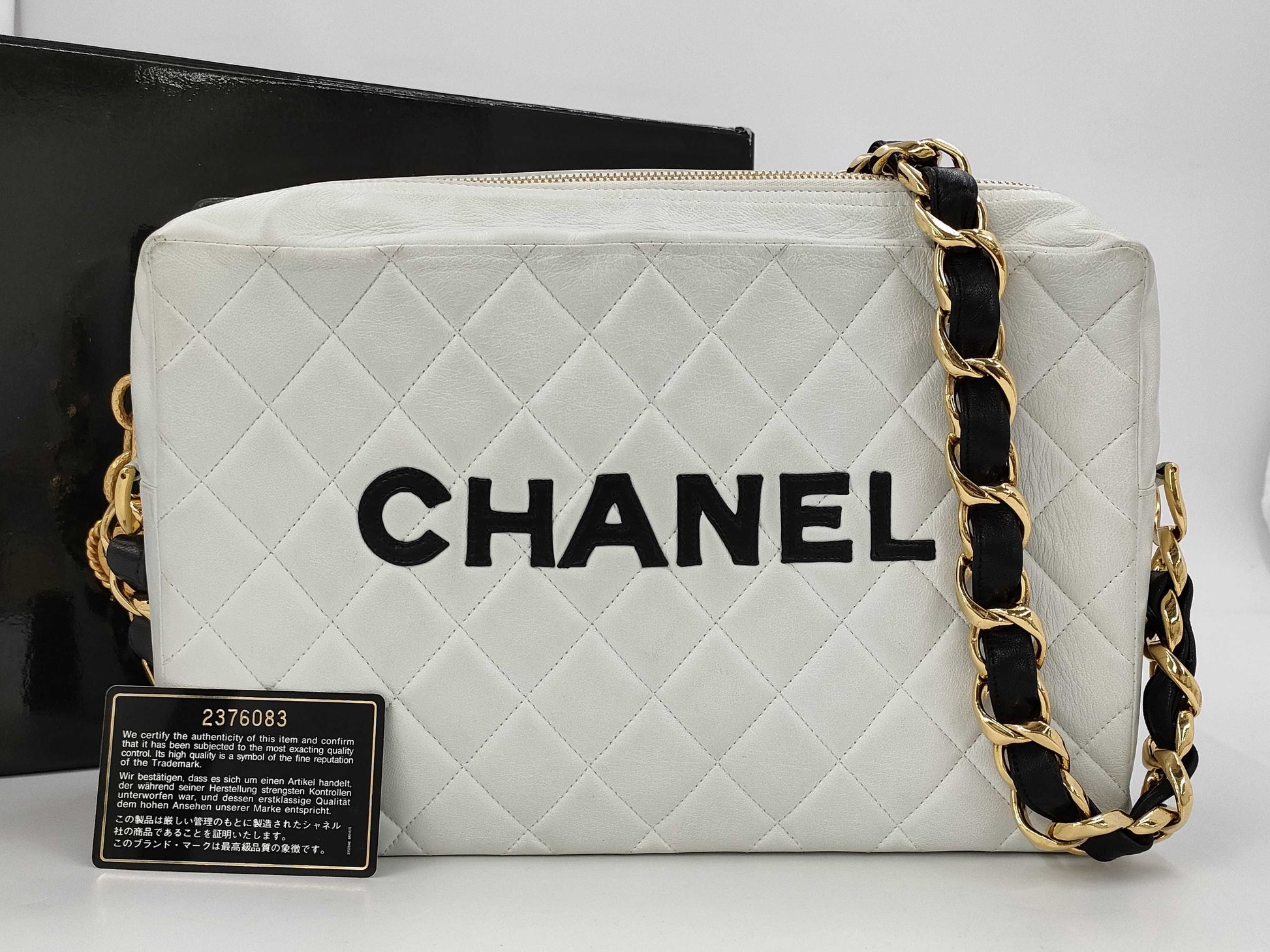 CHANEL CHANEL 2-Face Matelasse Chain Shoulder Bag, Black x White, Card and Sticker Included, Rare
