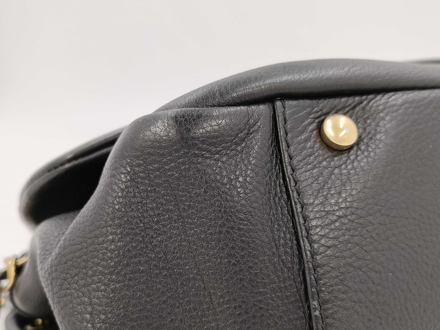 CHANEL CHANEL Chain Shoulder Bag with Vintage Gold Hardware and Studs, Lambskin