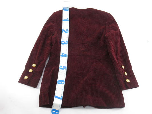 CELINE No-collar Single-Breasted Jacket Corduroy Red Jacket