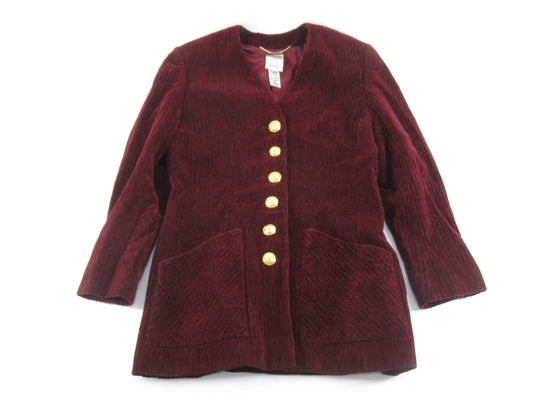 CELINE No-collar Single-Breasted Jacket Corduroy Red Jacket