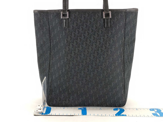 Dior Trotter Tote Bag, Silver Hardware, Canvas, Black Tote Bag