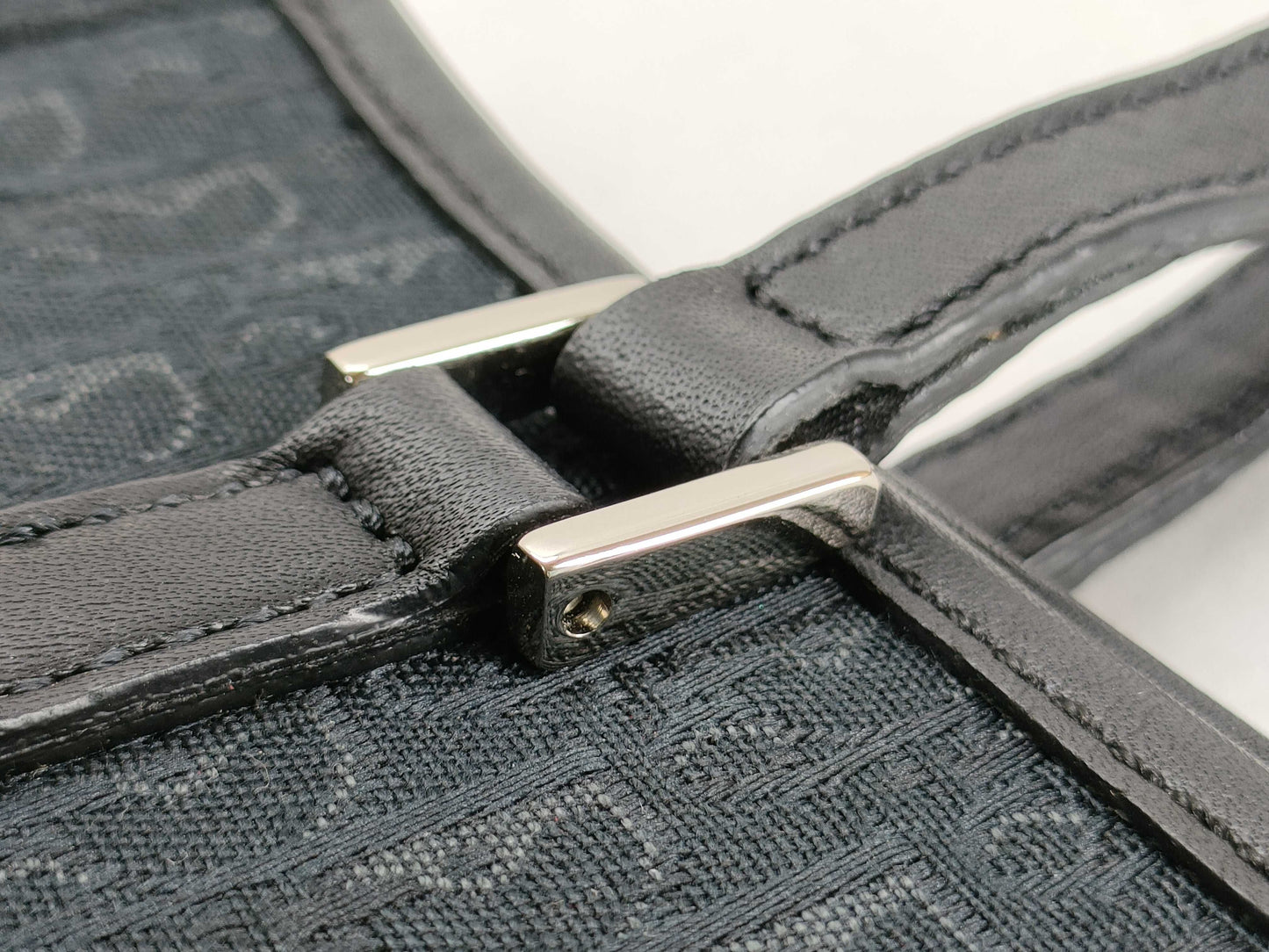 Dior Trotter Tote Bag, Silver Hardware, Canvas, Black Tote Bag