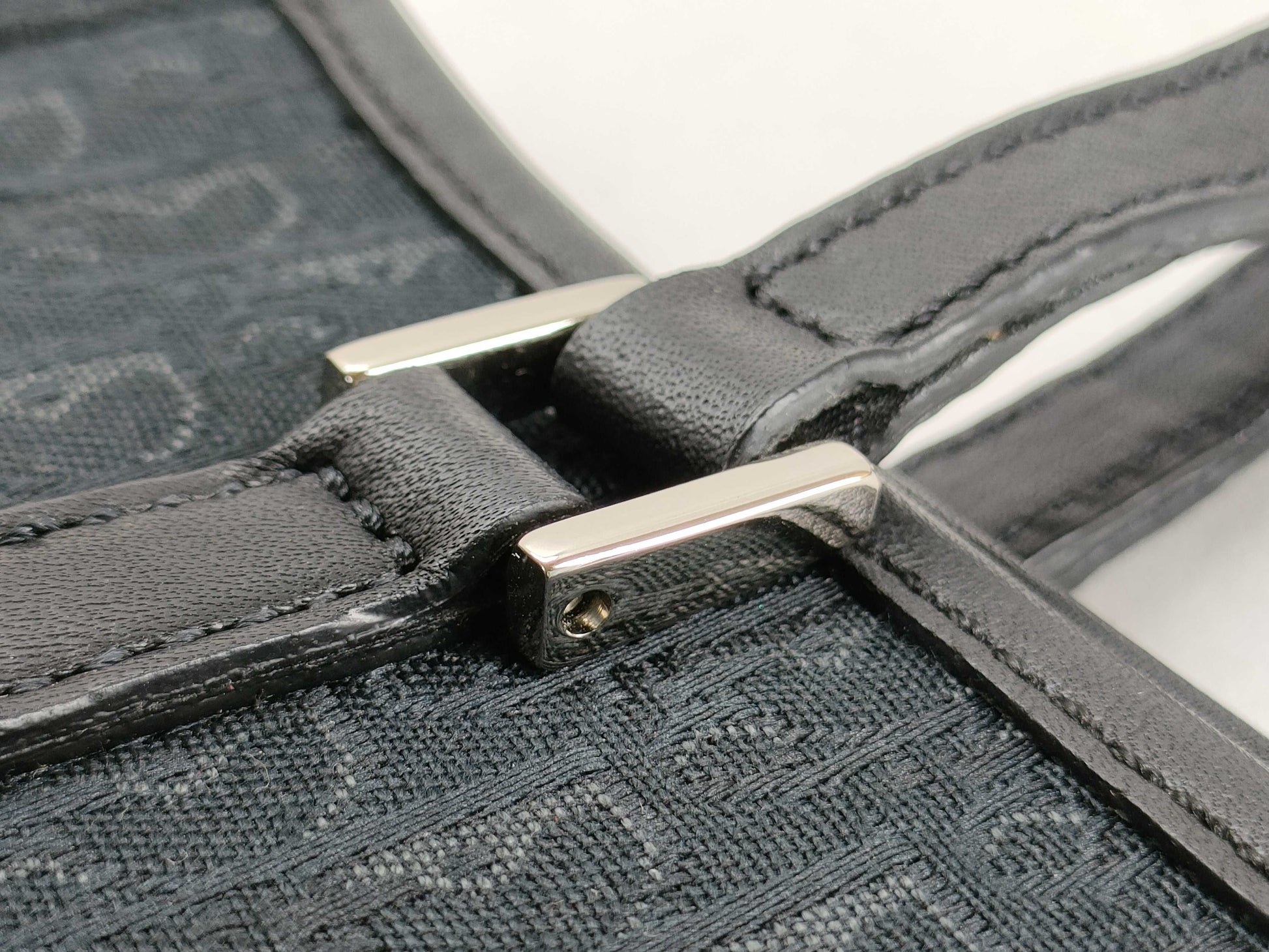 Dior Trotter Tote Bag, Silver Hardware, Canvas, Black Tote Bag