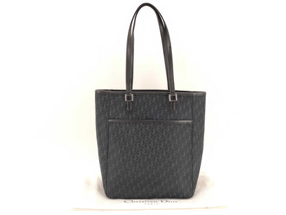 Dior Trotter Tote Bag, Silver Hardware, Canvas, Black Tote Bag