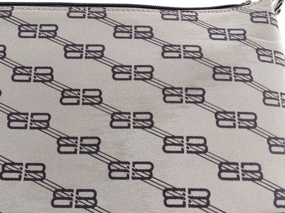 BALENCIAGA all-over print one-shoulder bag in beige nylon