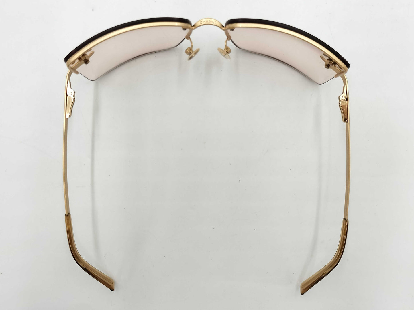  CHANEL Coco Mark Sunglasses Rhinestone Gold Beige Sunglasses/Eyeglasses