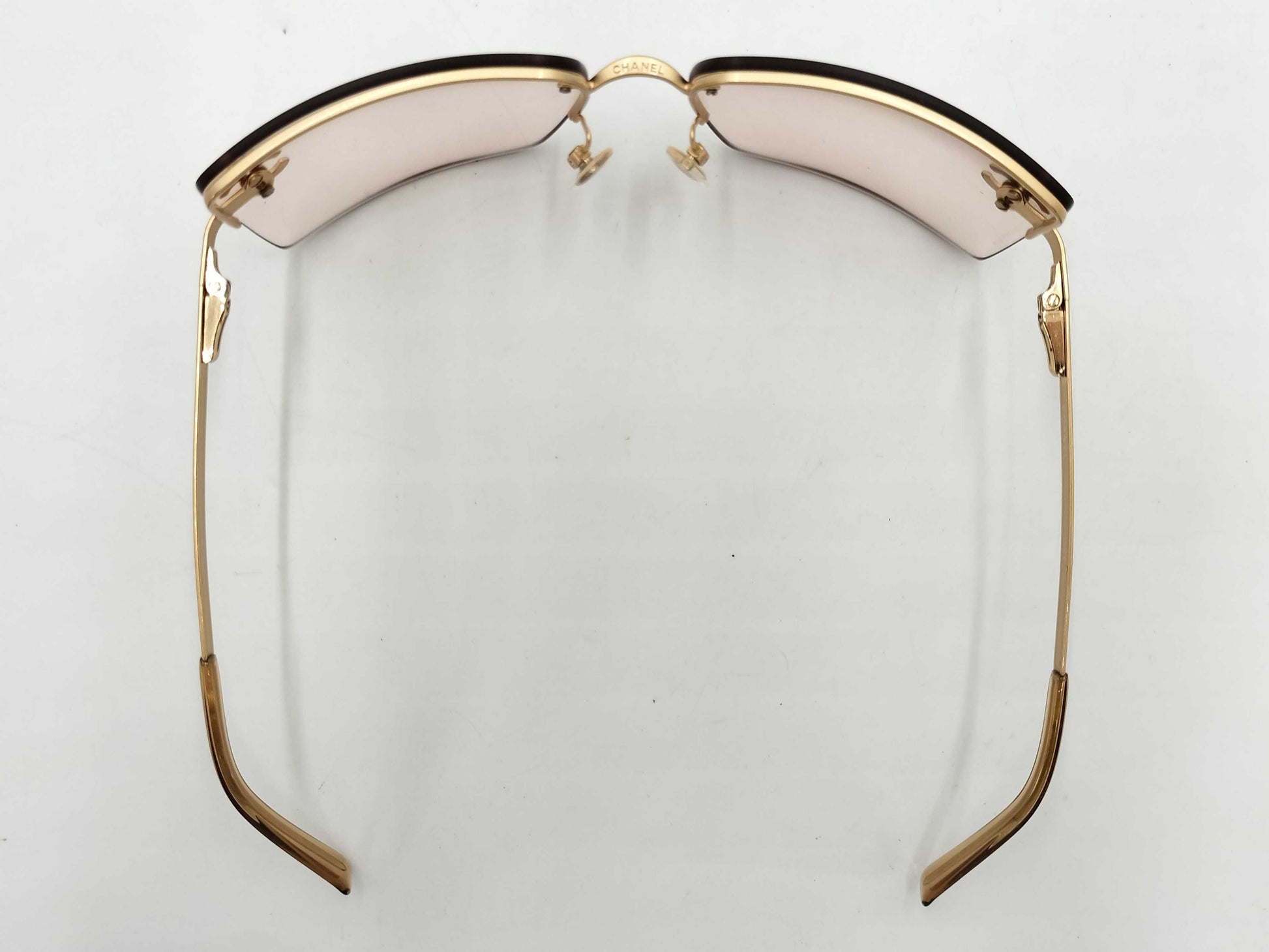  CHANEL Coco Mark Sunglasses Rhinestone Gold Beige Sunglasses/Eyeglasses