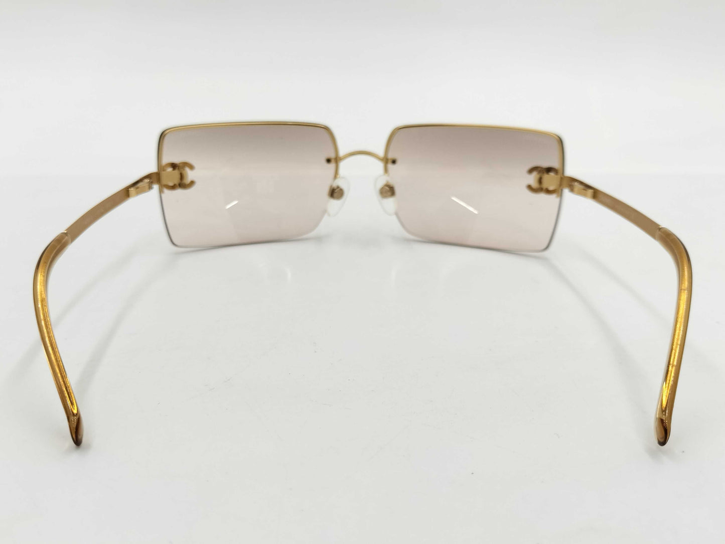  CHANEL Coco Mark Sunglasses Rhinestone Gold Beige Sunglasses/Eyeglasses