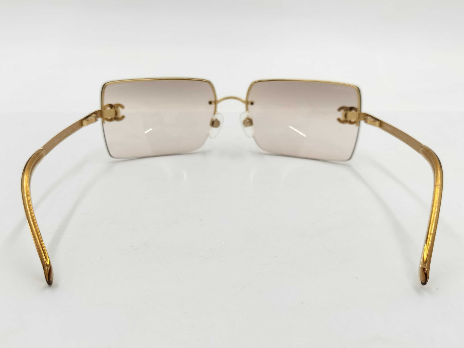  CHANEL Coco Mark Sunglasses Rhinestone Gold Beige Sunglasses/Eyeglasses