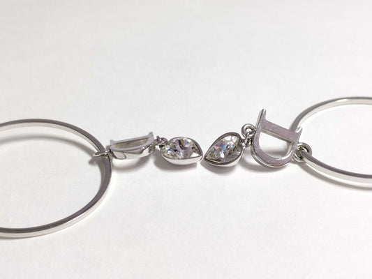 Dior Logo Crystal Silver Earrings