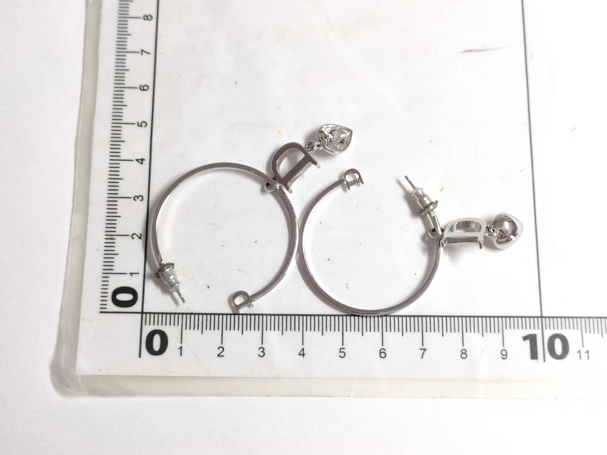 Dior Logo Crystal Silver Earrings