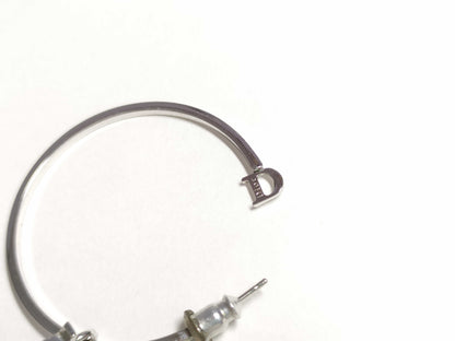 Dior Logo Crystal Silver Earrings