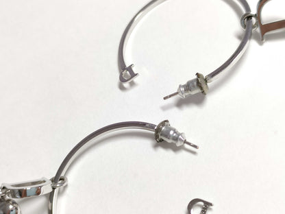 Dior Logo Crystal Silver Earrings