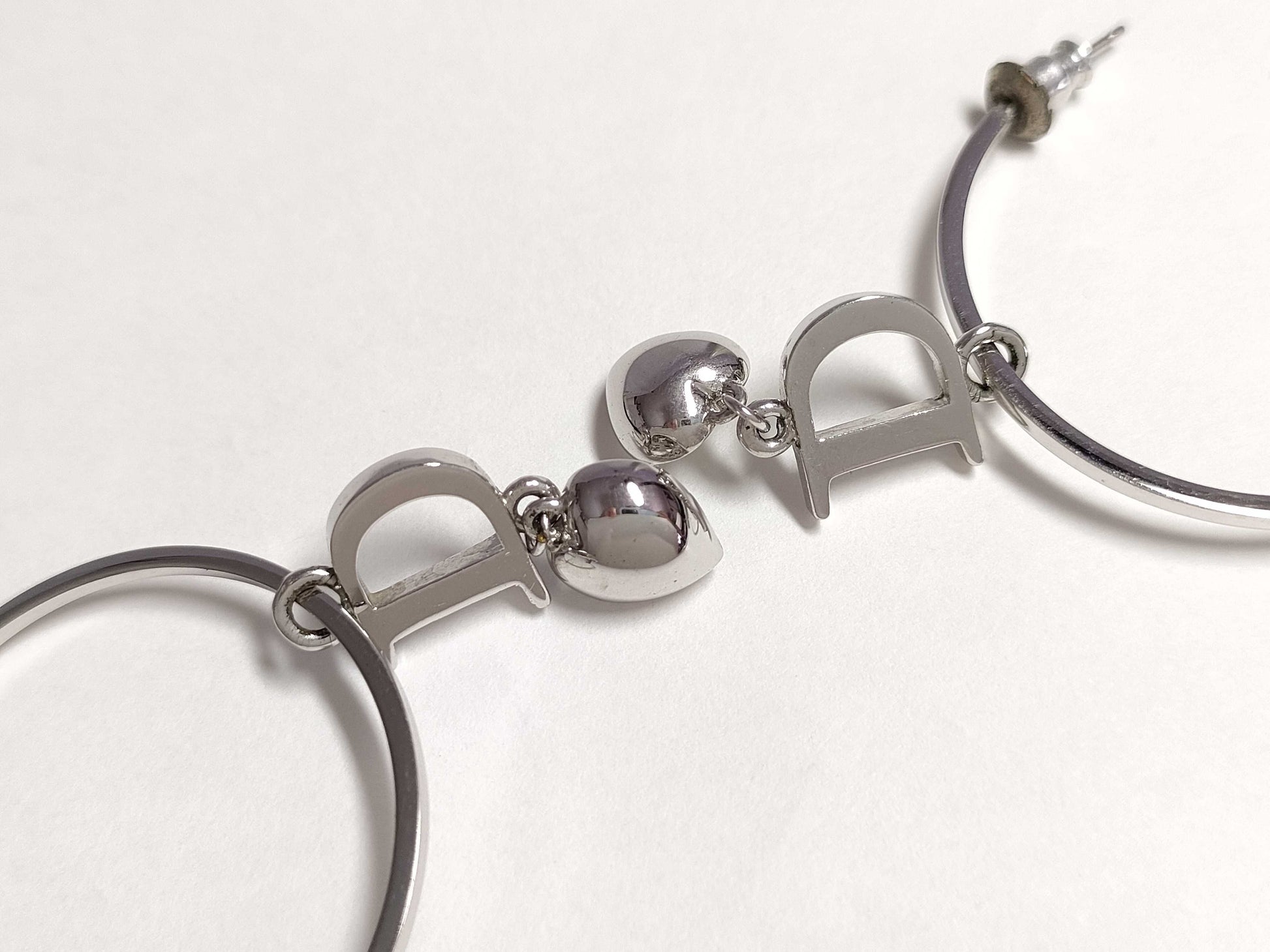 Dior Logo Crystal Silver Earrings