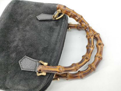 GUCCI Bamboo GUCC I Suede Bamboo 2-Way Handbag Shoulder Bag Handbag