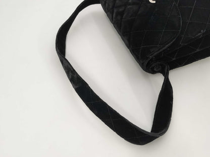 CHANEL Matelasse Velour Black with Silver Hardware, No. 4 Handbag