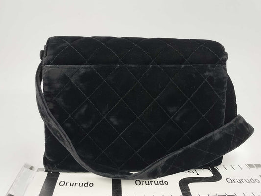 CHANEL Matelasse Velour Black with Silver Hardware, No. 4 Handbag