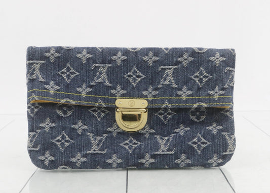 LOUIS VUITTON Monogram Denim Pochette Plat M95007 TH0057 Clutch Bag