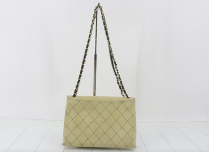 CHANEL Matelasse Logo Chain Shoulder Bag, Suede, Beige, No. 23