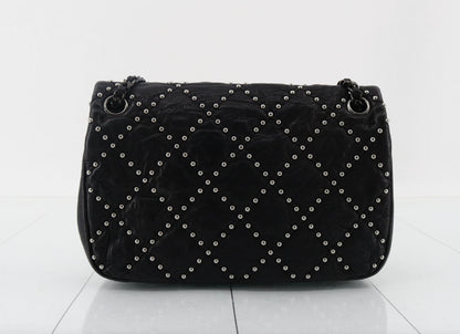 CHANEL Matelasse Stud Chain Shoulder Bag, Black, 19th Series