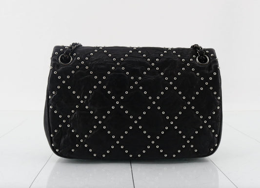 CHANEL Matelasse Stud Chain Shoulder Bag, Black, 19th Series