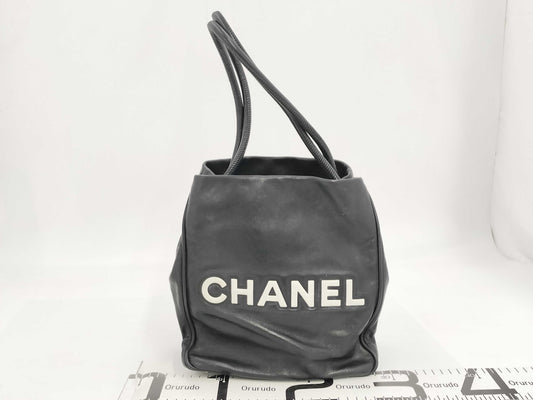 CHANEL Camellia CHANEL Logo Tote Bag with Card and Sticker, Black, Handbag