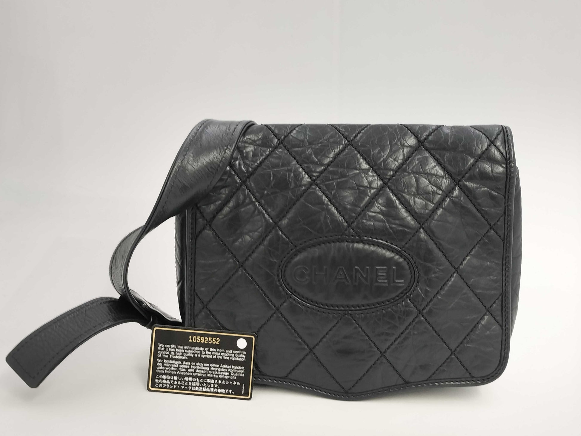 CHANEL Matelasse CHANEL Logo Shoulder Bag Black with G Card and Seal