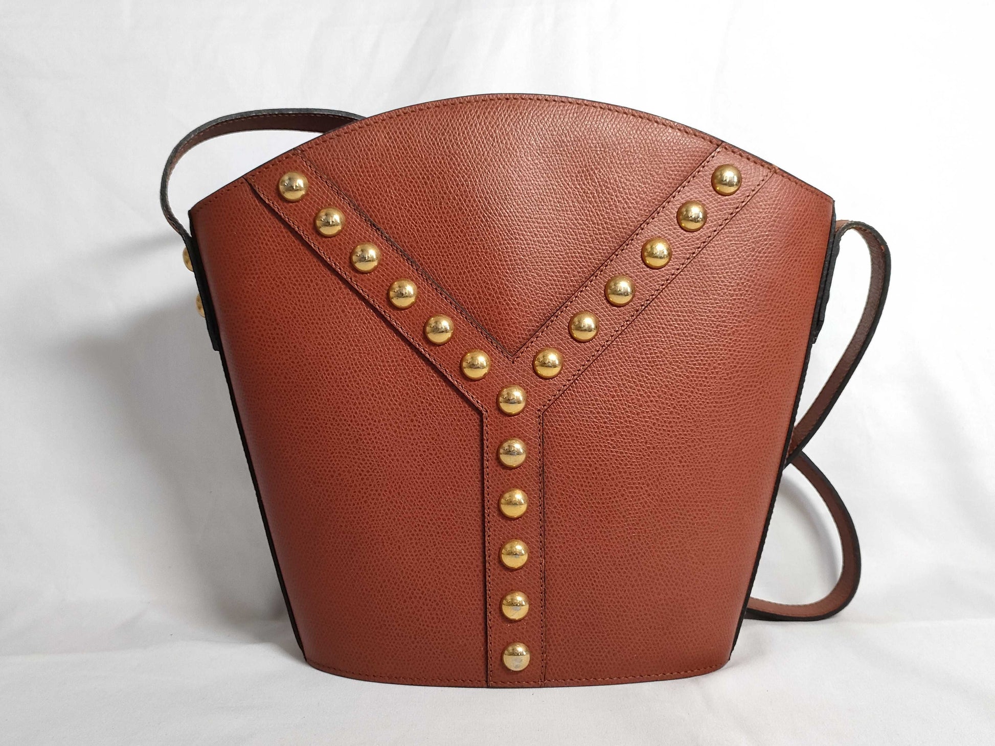 Yves Saint Laurent Studded Vintage Brown Shoulder Bag