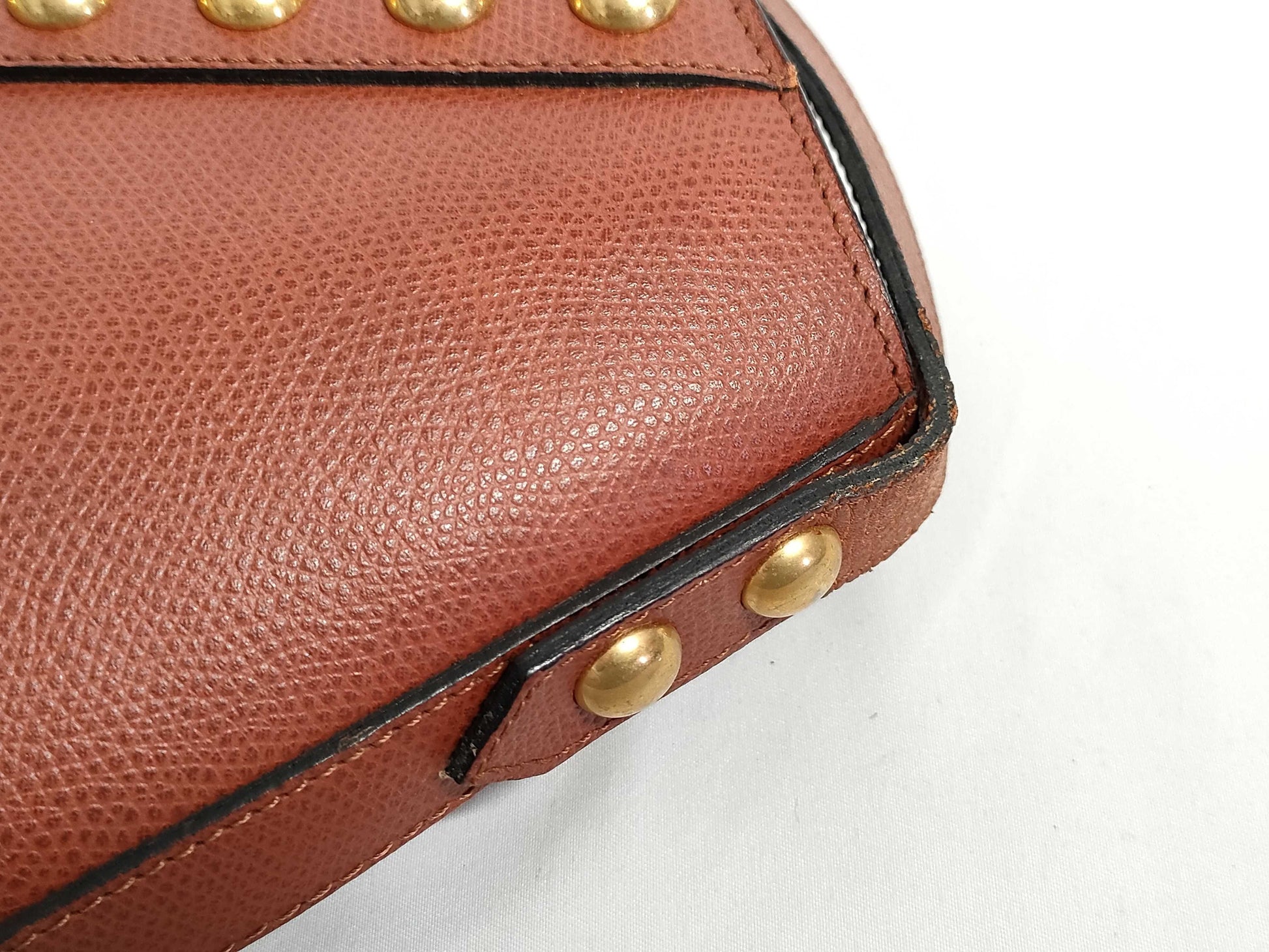 Yves Saint Laurent Studded Vintage Brown Shoulder Bag