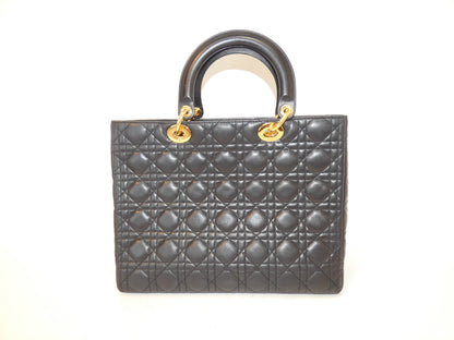 Dior Lady Dior Leather Black Handbag