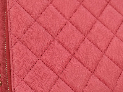 CHANEL CHANEL Business Affinity Red Caviar Leather Shoulder Bag with Gold Hardware
