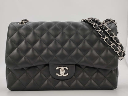 CHANEL CHANEL Matelasse Classic Large Lambskin Shoulder Bag with Silver Hardware A58600