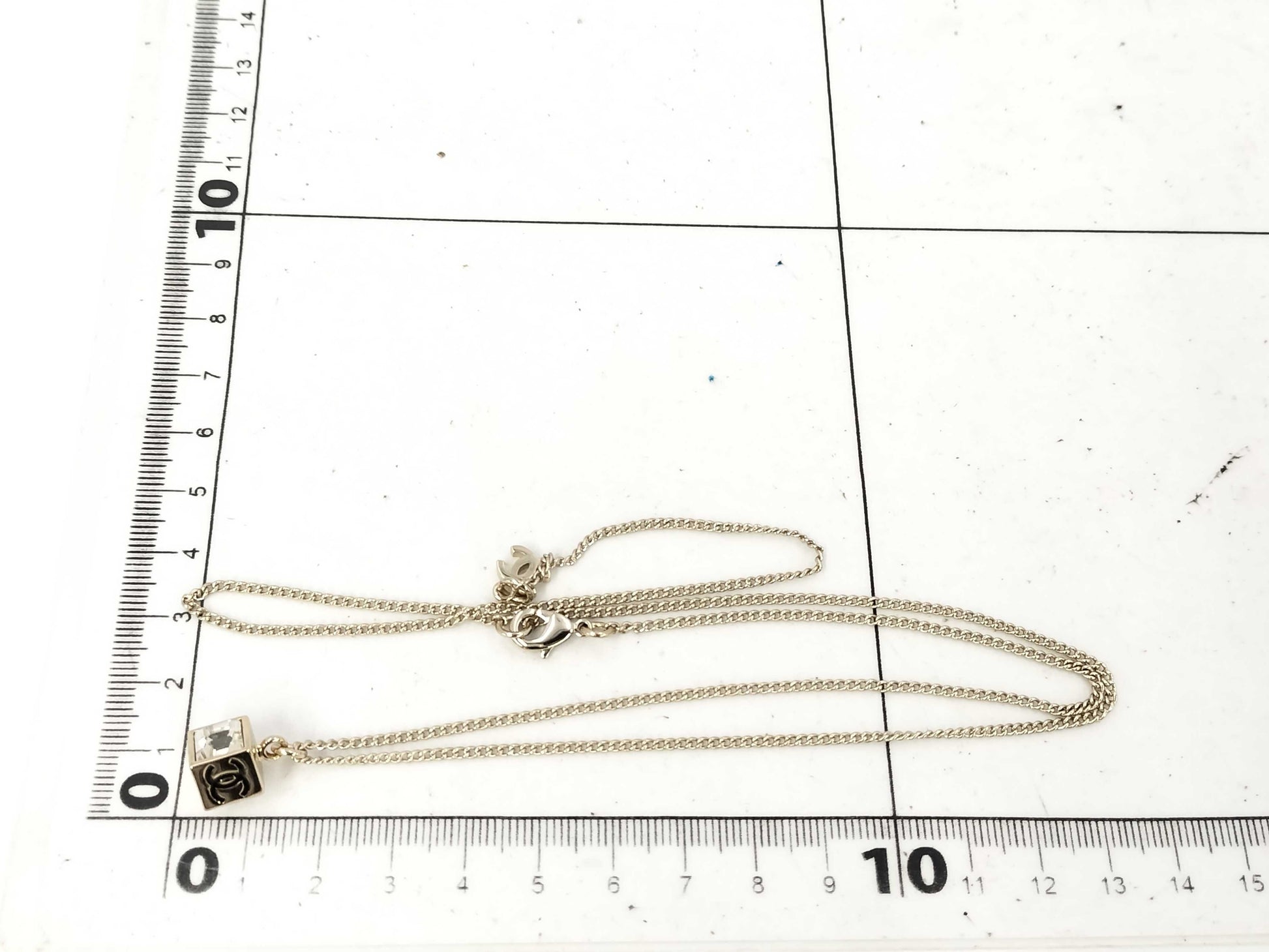 CHANEL GP Coco Mark Rhinestone 8.2g Necklace