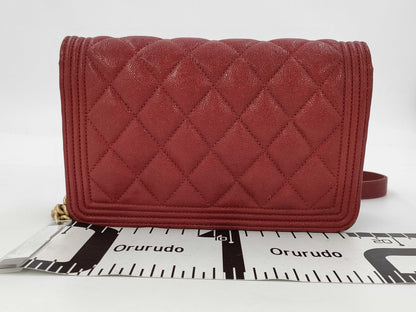 CHANEL Caviar Skin Boy Chanel Matelasse Chain Shoulder Wallet No. 28 Shoulder Bag