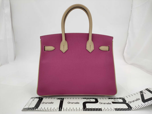 HERMES Birkin 30 Personal Order, Epsom Leather, Rose Purple Trench, Matte Silver Hardware, C Stamp, Bag