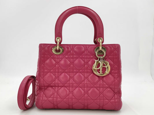 Dior Lady Dior Lamb Pink 2-Way Handbag with Strap