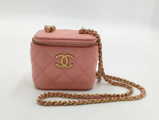 CHANEL Vanity Chain Shoulder Bag Pink Vanity Bag