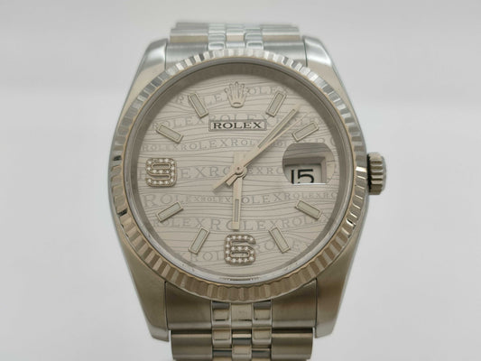 ROLEX 116234 3E625223 Silver Wave Dial Men's Watch