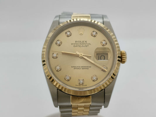 ROLEX 16233G S238532 Champagne Dial Boys' Watch