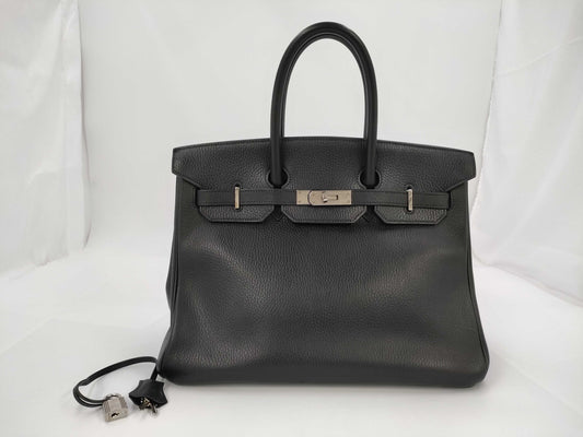 HERMES Birkin 35 Black with Silver Hardware, Handbag A
