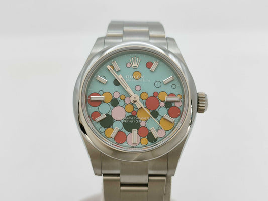 ROLEX ROLEX SS AT Oyster Perpetual 277200 Turquoise Blue Celebration Dial 91.6g Women's Watch