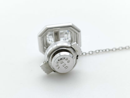 HARRY WINSTON Harry Winston PT950 Pin Brooch with 1.54ct Emerald Cut Diamond, D/VS1, and 3.6g Pavé Diamonds.