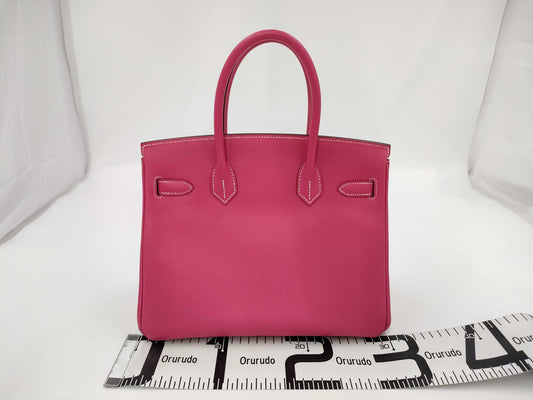 HERMES Birkin 30, Epsom, Silver Hardware, Rose Tyrien, Q Stamp, Bag