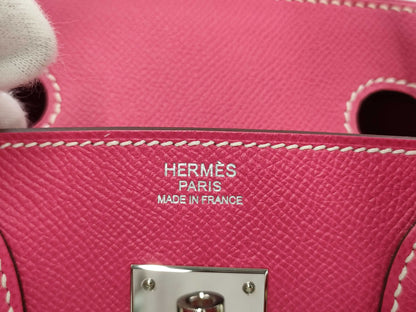 HERMES Birkin 30, Epsom, Silver Hardware, Rose Tyrien, Q Stamp, Bag
