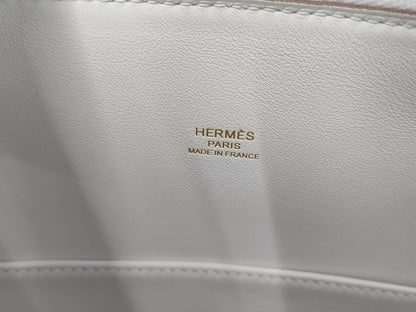 HERMES Bolide 1923 30 B Stamped Epsom Leather 2-Way Bag with New Gris Pearl and Gold Hardware. Suitcase.