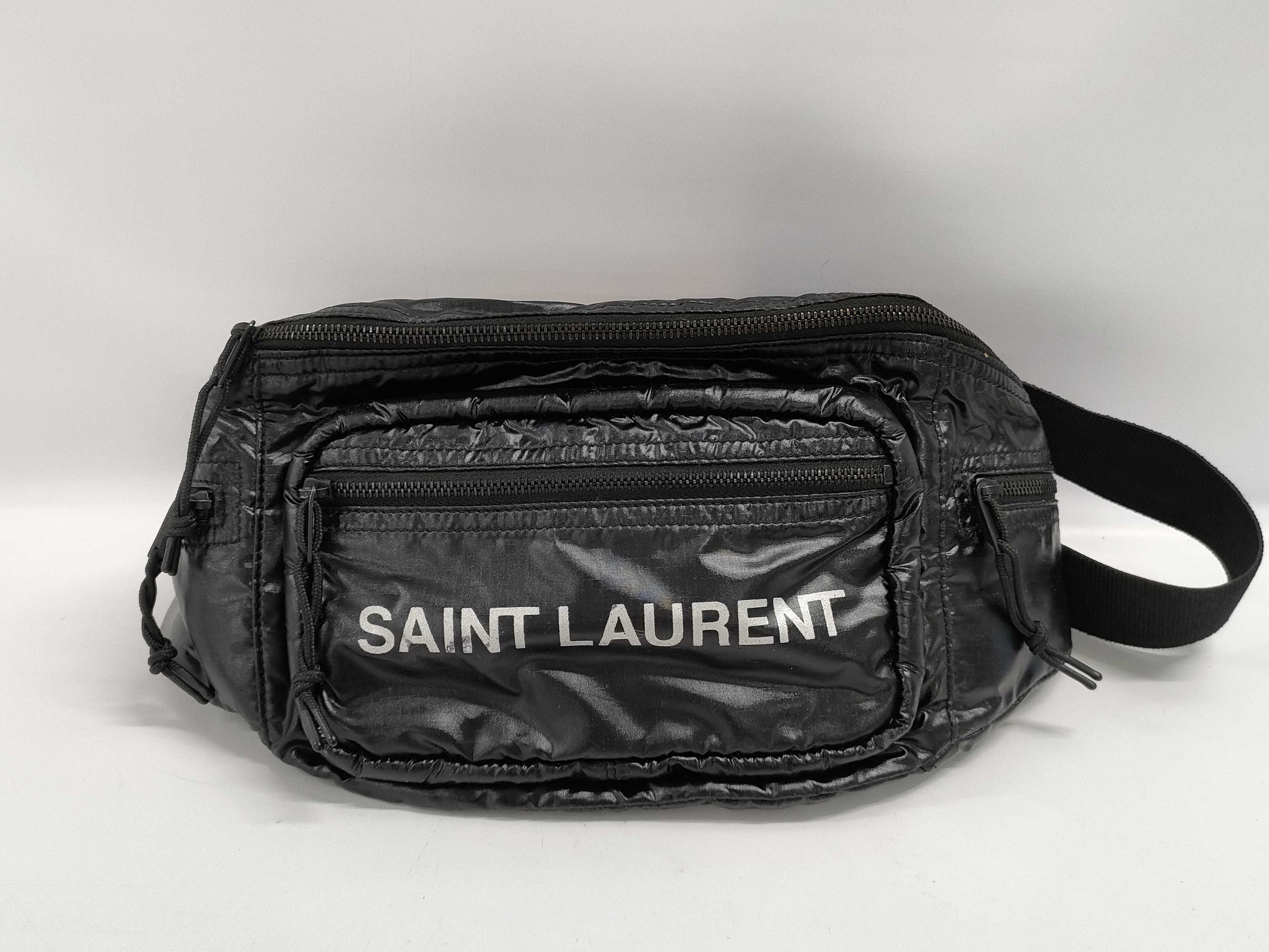 (10460_0313) SAINT LAURENT Body Bag Nylon Black Waist Bag
