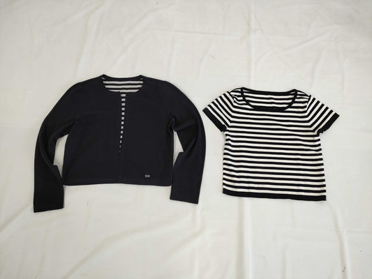 (10462_0279) FOXEY FOXEY Foxy Tagged 2025SS 45332 Knit Twin Parisian Border 2WAY Navy x White 40 Other Apparel