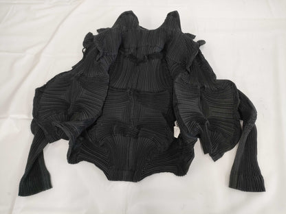 (10462_0175) ISSEY MIYAKE ISSEYMIYAKE Issey Miyake IM84FD541 Pleated Steam Stretch Jacket 3D Steam Black 2 Jacket