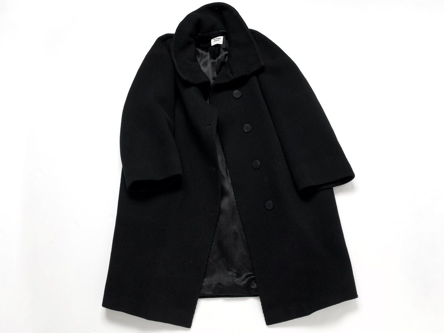 (10462_0045) HERMES Oversized Wool Coat Black 38 Recent